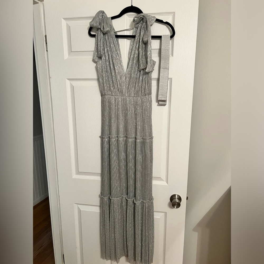 Size small. Sabina Musayev silver dress.